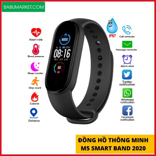 Vòng đeo tay thông minh M5 Smart Bracelet đa chức năng theo dõi vận động - Hàng Chính Hãng