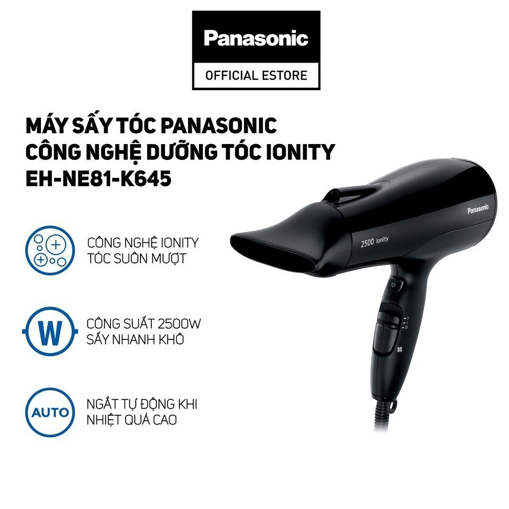 [MÃ COSPAN05 GIẢM 10% ĐƠN 600K] Máy sấy tóc Panasonic EH-NE81-K645 - tạo ion dòng Ionity - Công suất 2500W - Đen