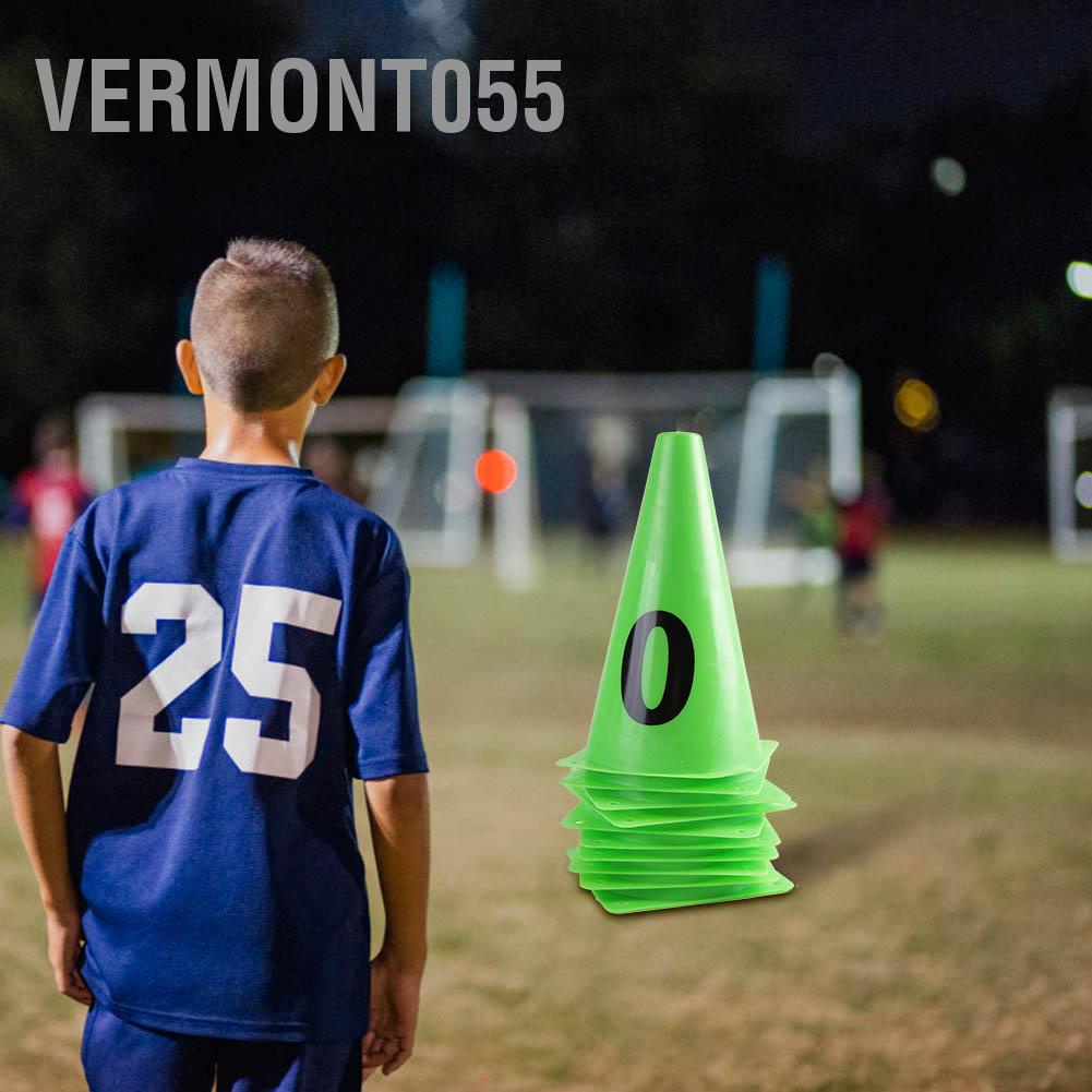 Có thể bán buôn 10pcs 23cm Green Soccer Training Cone Number 0-9 Football Barriers Marker Vermont055 Hàng giao ngay