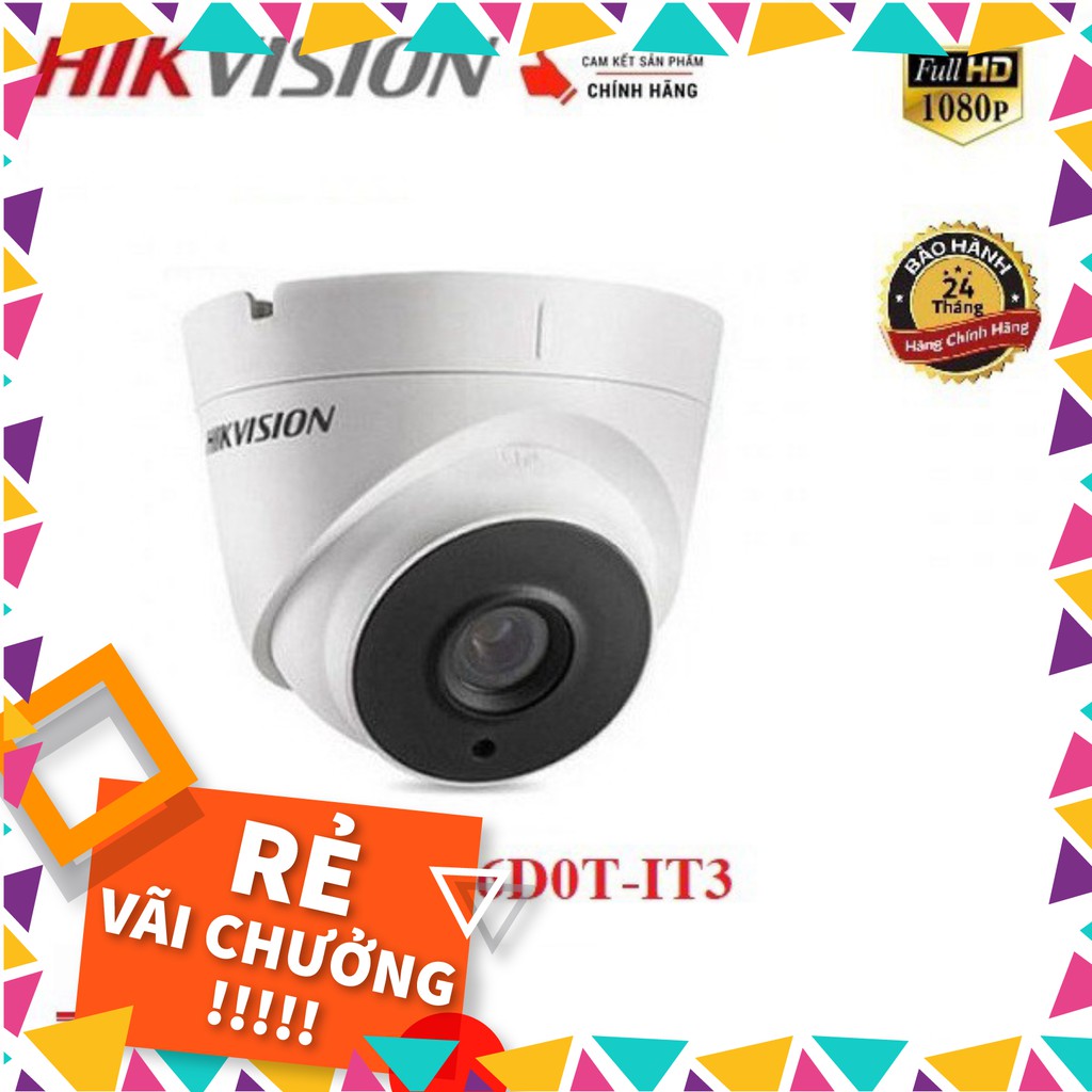 Camera  Hikvision DS-2CE56D0T-IT3 2.0 MP FullHD1080P  - Hàng chính hãng 100% - C