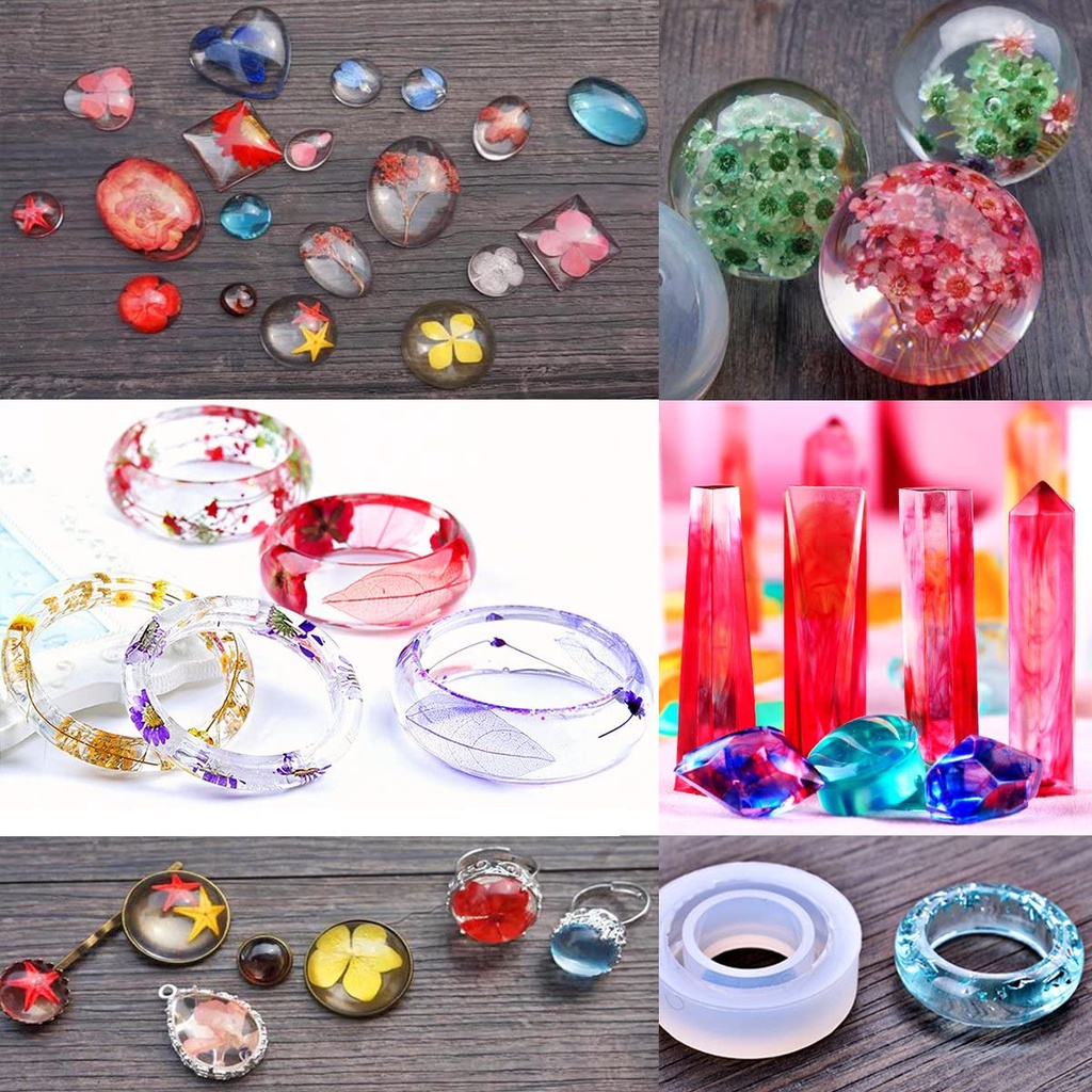 (Bộ 50sp) Bộ Khuôn Silicon Làm Vòng Tay,Nhẫn,Dây Chuyền,Vòng Cổ Kèm Khoan Tay Đồ Trang Trí Làm Resin Handmade DIY