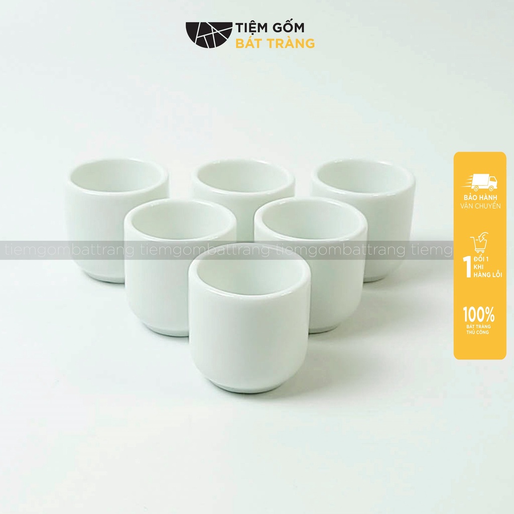Chén Uống Rựu Cốc Sứ Ly Uống Trà Men Trắng Gốm Sứ Bát Tràng Hàng Loại 1