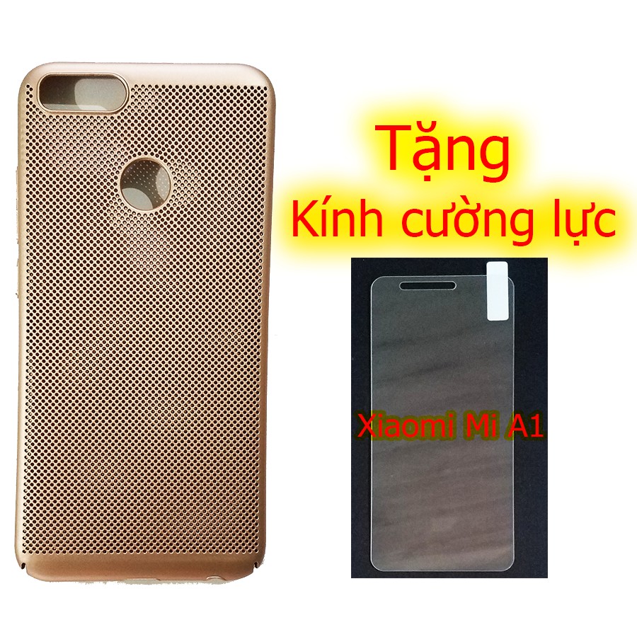 Ốp lưng lưới tản nhiệt Xiaomi MiA1 - Mi5x tặng kính cường lực (Vàng)