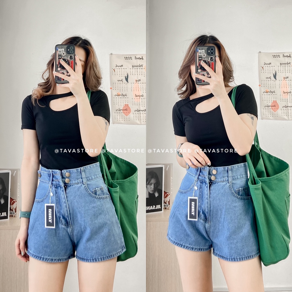 Áo croptop cổ chéo