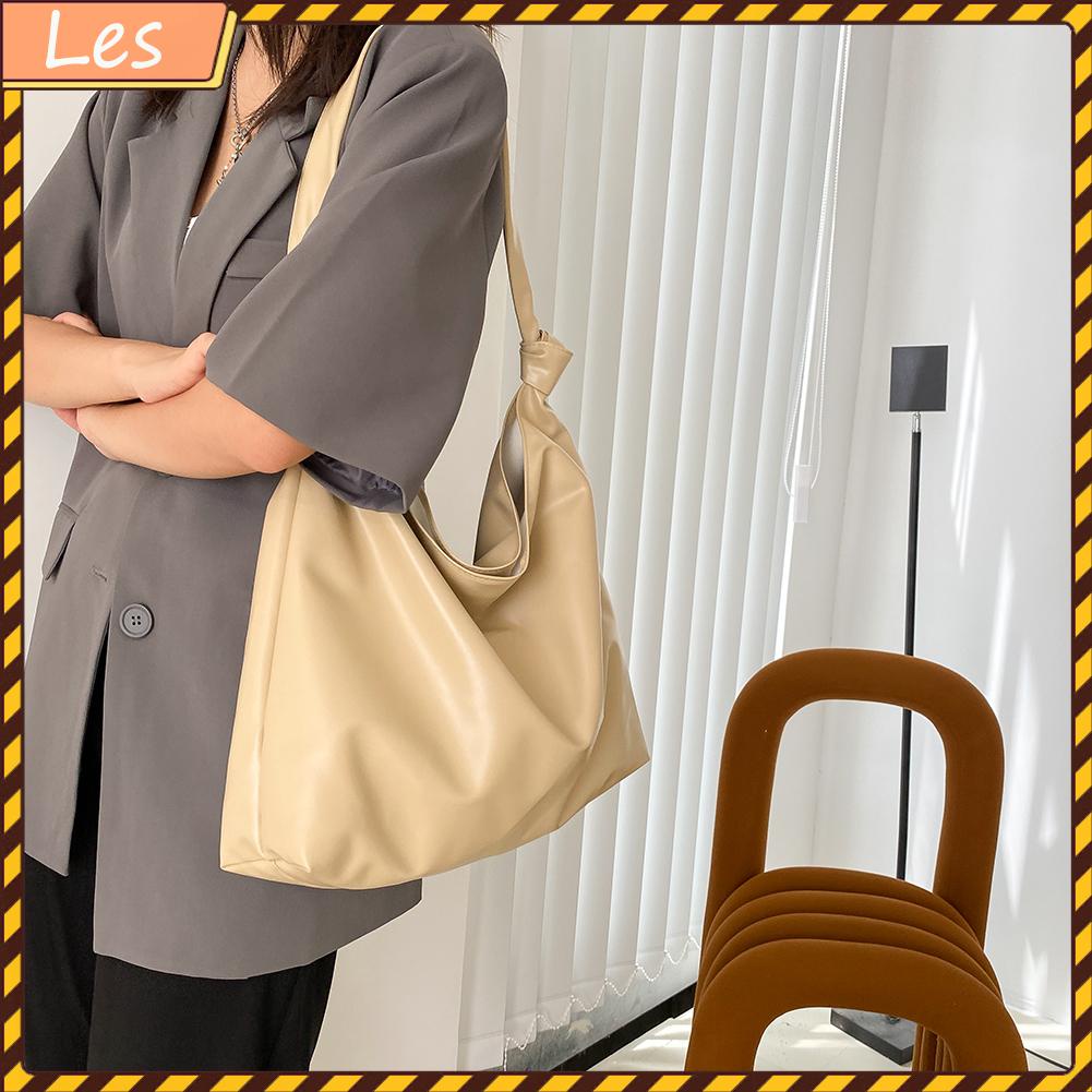 Túi xách da PU dung tích lớn màu trơn phong cách cổ điển cho nữ