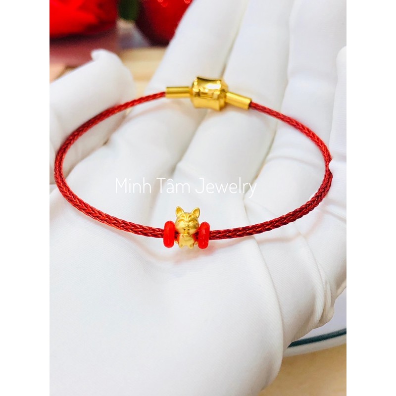 Charm hồ ly 24k mini,Vòng tay dây cước hồ ly 9 đuôi 24k mini-Minh Tâm Jewelry