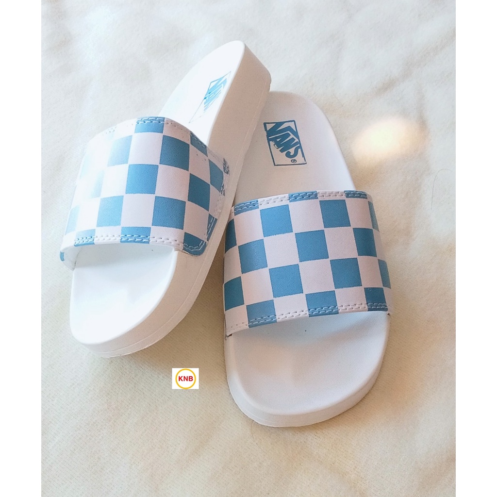 Dép unisex 𝐌.𝐋.𝐁 𝐕𝐀𝐍𝐒 caro ❤️FREESHIP + Hộp❤️ dép quai ngang thể thao nam nữ caro xanh full hộp thẻ, hàng sẵn