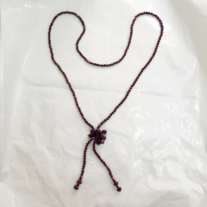 dây chuyền chuỗi hạt dài pha lê đeo cổ màu tím than TS7-43
