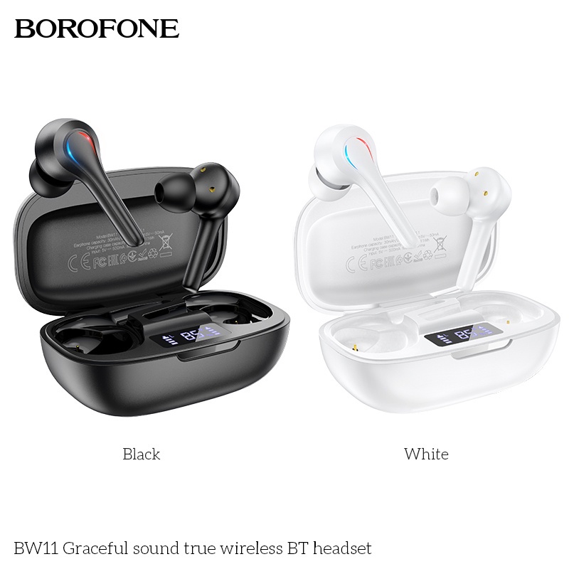 Tai nghe không dây bluetooth TWS Borofone BW11 nghe nhạc liên tục 4h, cảm ứng chạm, hỗ trợ đàm thoại