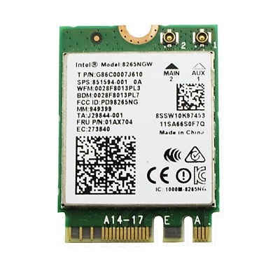 BH 6 tháng. Card Intel WiFi Bluetooth AX200 AX201 AC 8265 8260 7265 7260 3165 NGW, chuẩn M2 NGFF, Wireless 2.4G 5G