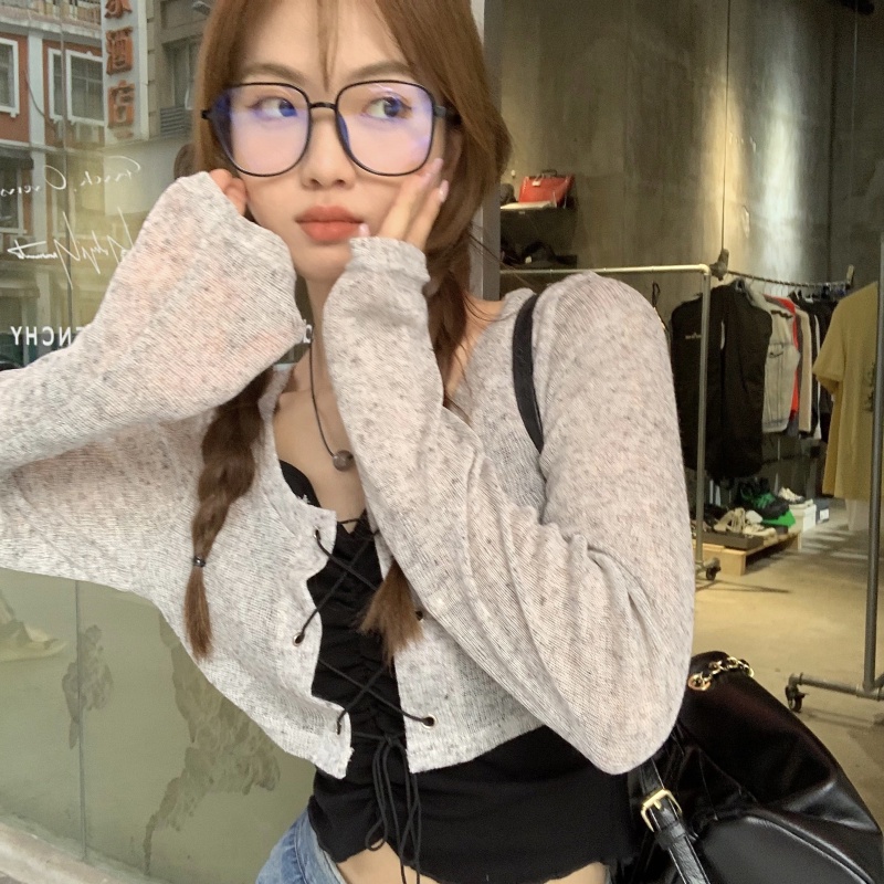 Set Áo Hai Dây Và Áo Khoác cardigan Thời Trang Hàn Quốc Cho Nữ