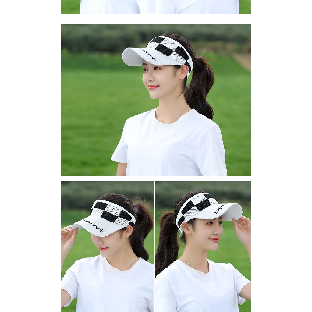 Summer New Arrival Summer Fashion Plaid Sun Protection Half Caps For Women