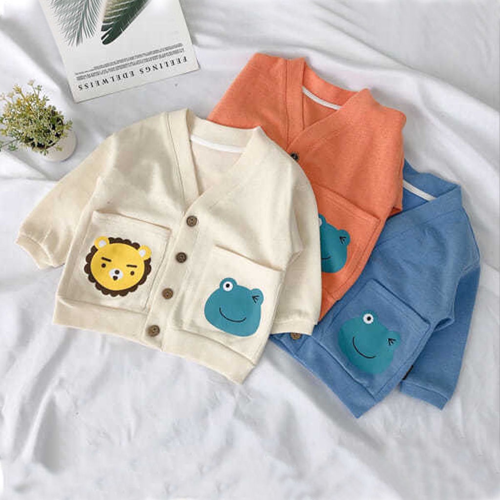 Áo khoác cardigan in hình động vật cute cho bé, Áo khoác cotton cho bé trai, bé gái bé từ 6-19kg - LILA KIDS