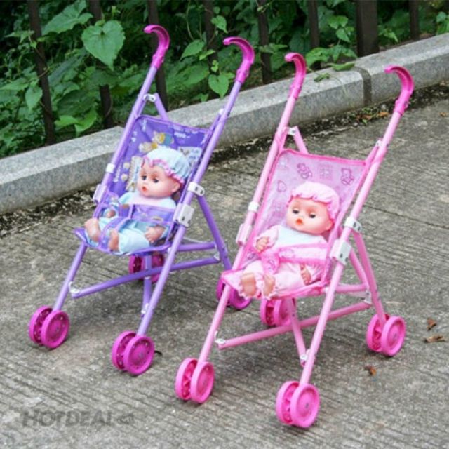XE ĐẨY KÈM BÚP BÊ CHO BÉ (MÀU VÀNG, MÀU HỒNG, MÀU TÍM HỒNG)