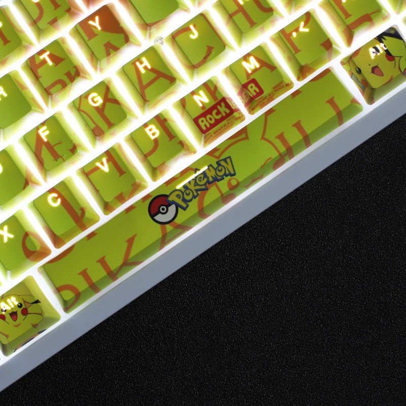 Keycap Pokemon chủ đề Pokémon Pikachu keycap hoạt hình PBT Dye bàn phím cơ thăng hoa Bàn phím cơ truyền ánh sáng Keycap 104 phím