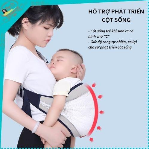 Dây Đai Bế Em Bé Địu Vải Trợ Lực Ngồi Cho Bé 0-36 Tháng Dạng Lưới Thoáng Khí An Toàn Tiện Lợi