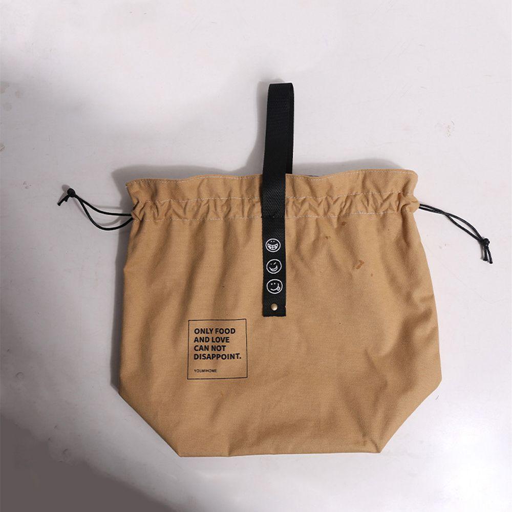 Túi Canvas Đựng Cơm Trưa Giữ Nhiệt In Chữ Phong Cách Hàn Quốc Tiện Lợi Cho Học Sinh
