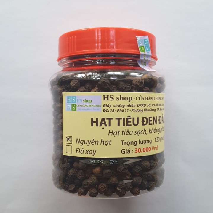 Lọ Hạt tiêu đen Đăk Lăk nguyên hạt 120gr - NPP HS shop