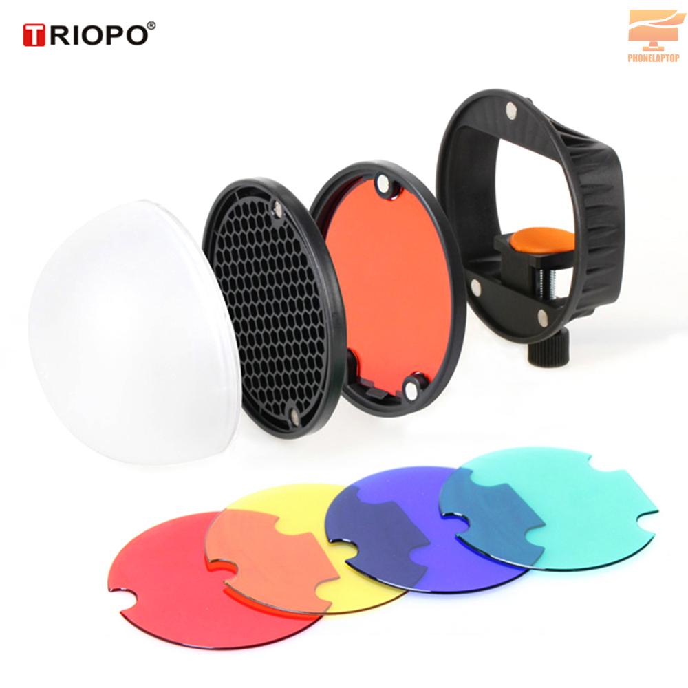 Bộ phụ kiện bóng khuếch tán + lưới phản quang + 4 miếng gel đổi màu cho Godox V860II/V850II/TT685 YONGNUO YN862/YN565EX