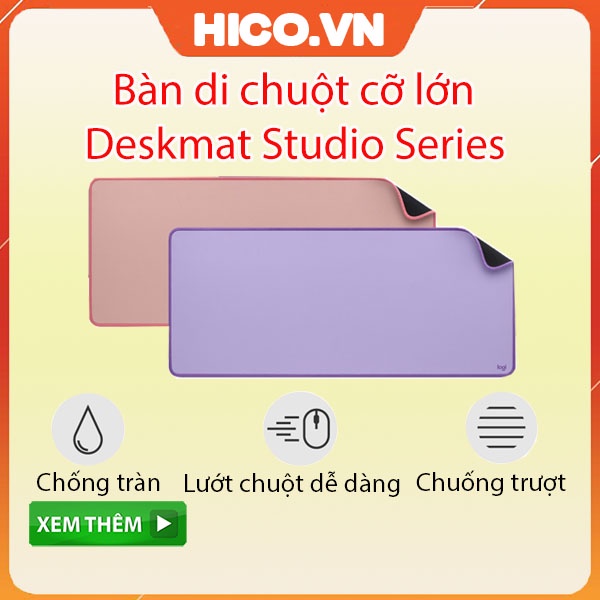 Bàn Di Chuột - Tấm Lót Chuột Logitech Cỡ lớn Deskmat Studio Series - Đế Cao Su Chống Trượt, Lướt Dễ Dàng - Chính Hãng