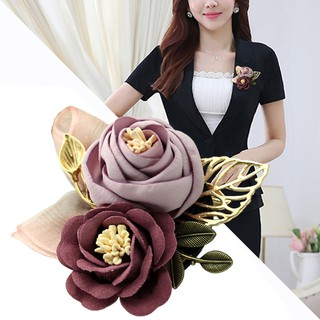 Cài áo Hoa Trà bằng vải lụa handmade mã 15