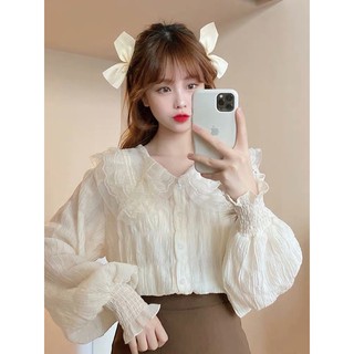 [order] Áo chiffon cổ sen tiểu thư mix với áo len siêu xinh