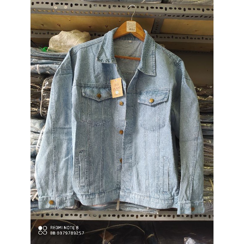 Áo khoác jean nam wash xám in tay thật đẹp CHI082