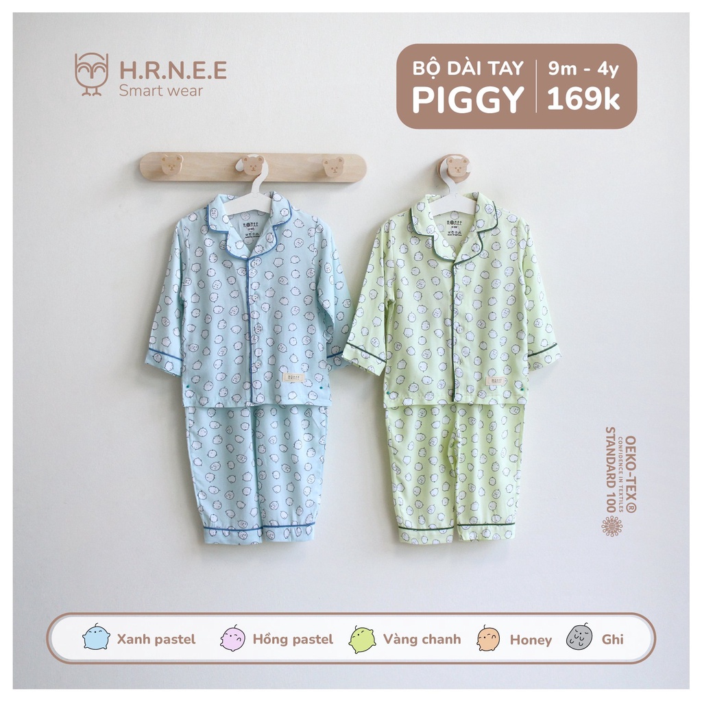 Bộ pijama dài tay Piggy Hrnee dành cho bé trai bé gái cao cấp