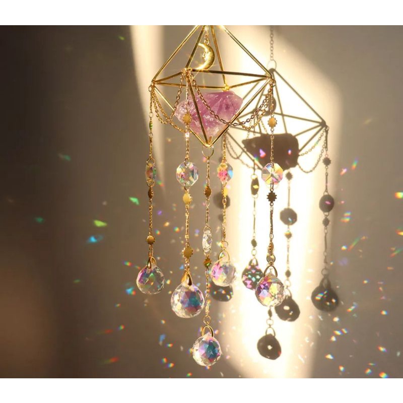 Chuông gió suncatcher quà sinh nhật lưu niệm phụ kiện trang trí nhà cửa chuông gió pha lê suncatcher
