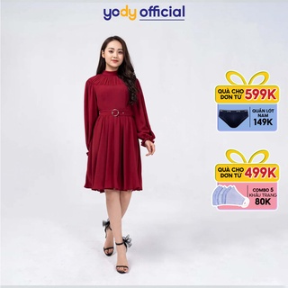 Đầm Yody nhún ngực đai xòe VDN3640