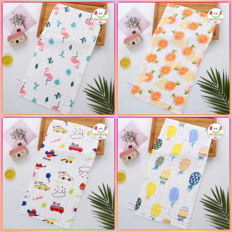 Khăn Xô Nhăn 6 lớp Sợi Tre Muslin, Khăn Lau Đa Năng Cho Bé - Kích thước 25x50cm