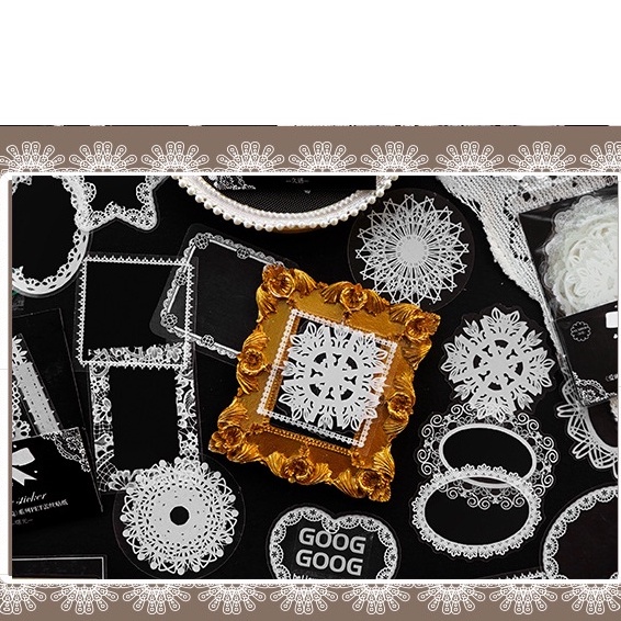 KIT09 Set 15 miếng ren không thấm nước Alice in wonderland trang trí sổ tay