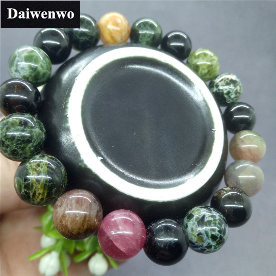 5A Đá tự nhiên đầy màu sắc Tourmaline Hạt Apyrit Vòng tay quyến rũ