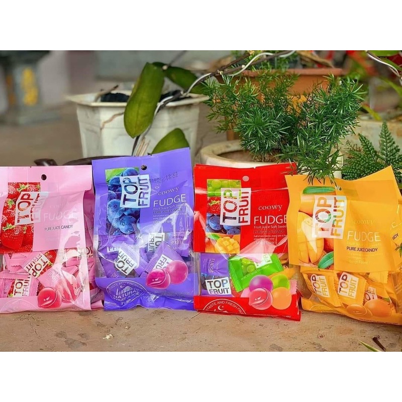 Kẹo Dẻo Nhân Trái Cây TOP SAVOR Đài Loan Vị Nho, Dâu, Xoài, Mix vị - túi 320gram