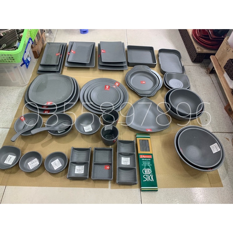 Bát đĩa phíp Thái Lan Không Vỡ 100% MELAMINE màu Xanh