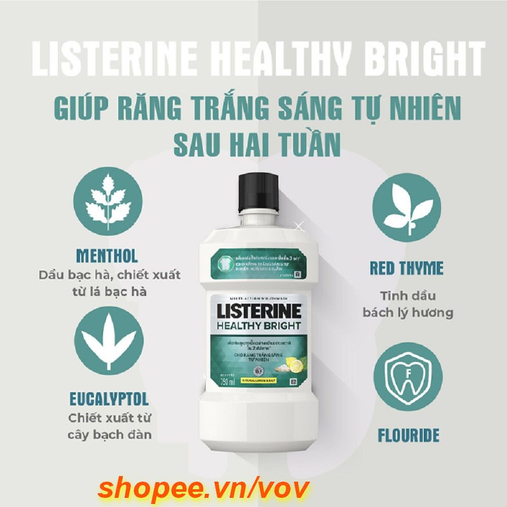 Nước Súc Miệng 250Ml Listerine Healthy Bright Làm Trắng Răng Thơm Miệng, Vov Cung Cấp & Bảo Trợ.