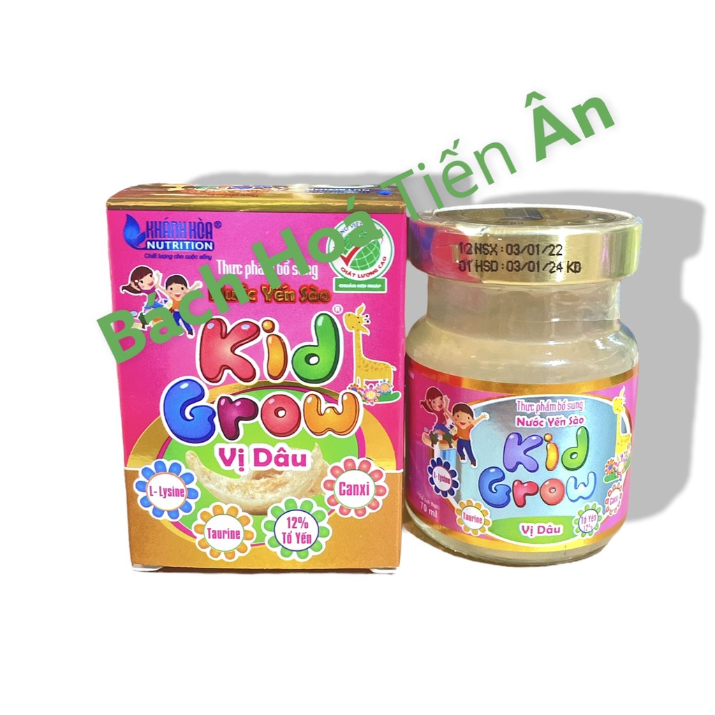 Yến Sào Khánh Hòa Kid Grow Chưng đường phèn  12% Tổ Yến  Lọ 70ml kích thích tiêu hóa, Tăng cường hệ miễn dịch