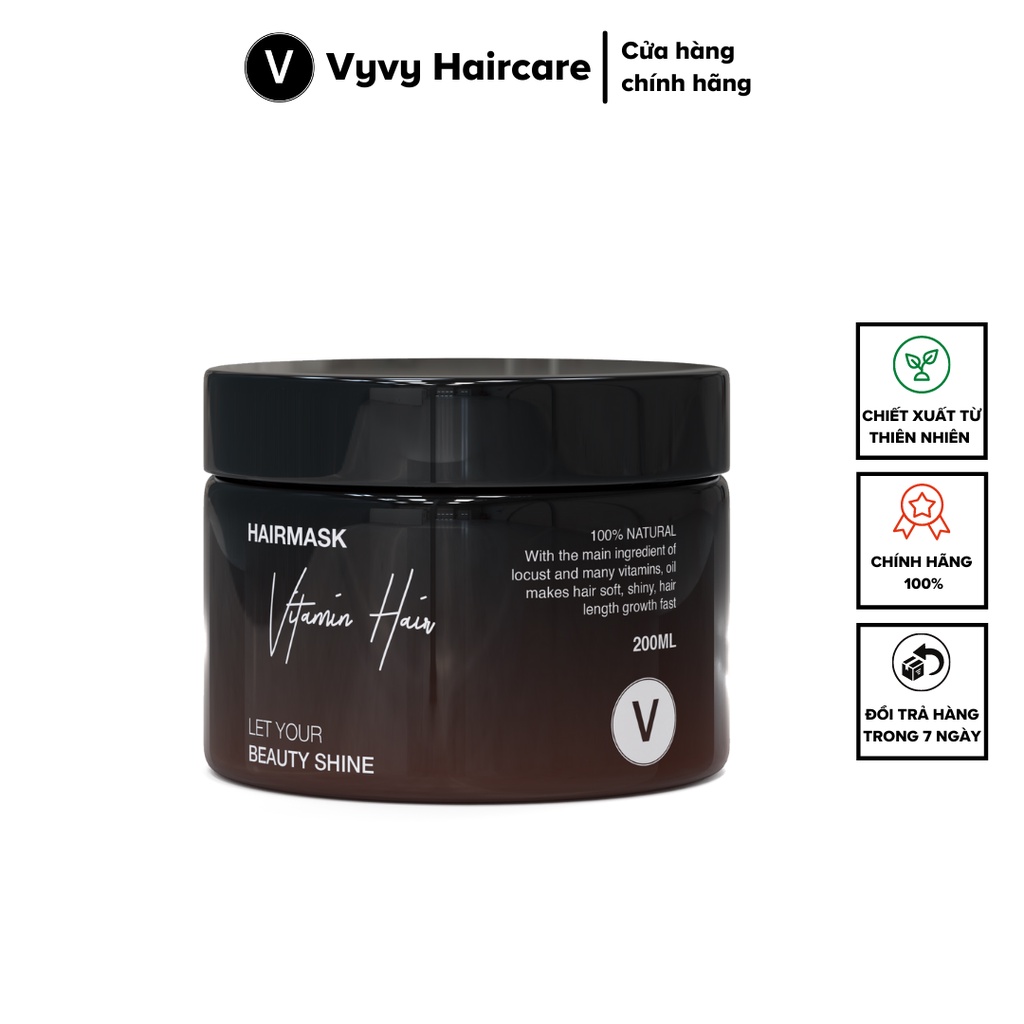 Kem ủ tóc bóng mượt khỏe đẹp tự nhiên chiết xuất bồ kết oliu vitamin hair vyvyhaircare V 250gr