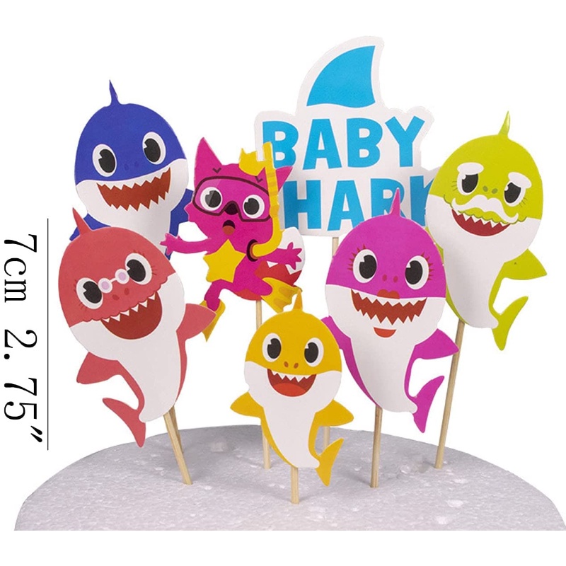 Set Dụng Cụ Trang Trí Bánh Sinh Nhật Cho Bé Hình Cá Mập