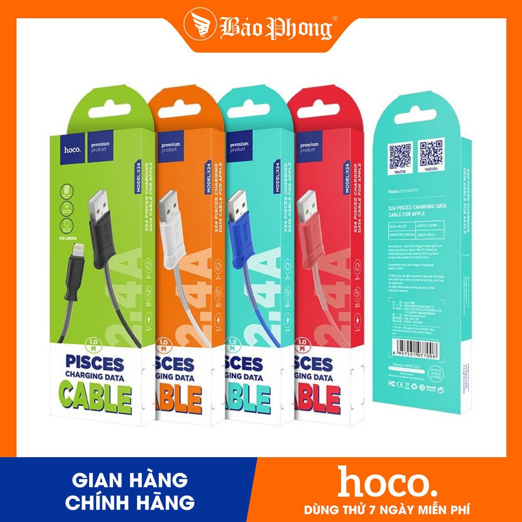 Dây Cáp sạc cho IP Hoco X24 2.4A độ dài 1m