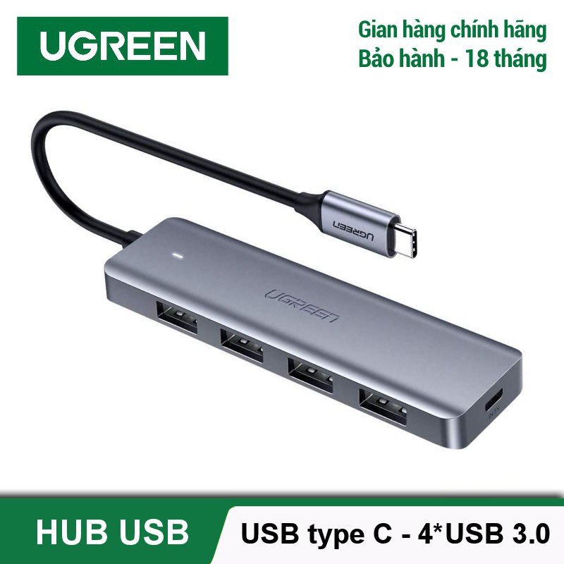 Hub USB type C, USB 3.0 sang 4 cổng USB 3.0 hỗ trợ cổng nguồn Micro USB 5V UGREEN CM219 CM136