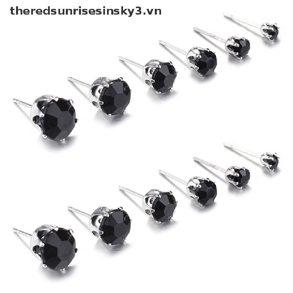 Set 6 / 12 Đôi Bông Tai Đính Đá Pha Lê Xinh Xắn
