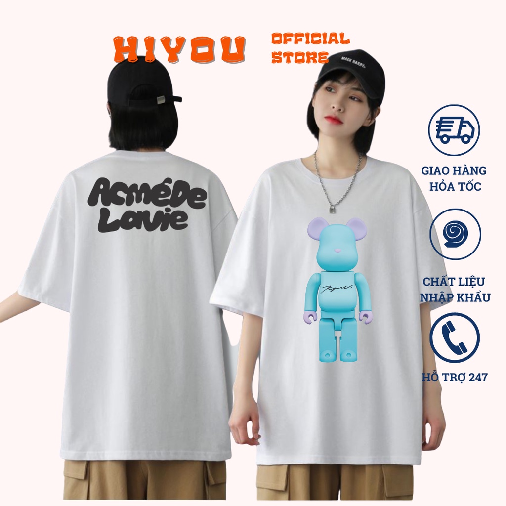 Áo thun nam nữ, Áo đôi unisex in hình bearbrick chất vải cotton, form rộng