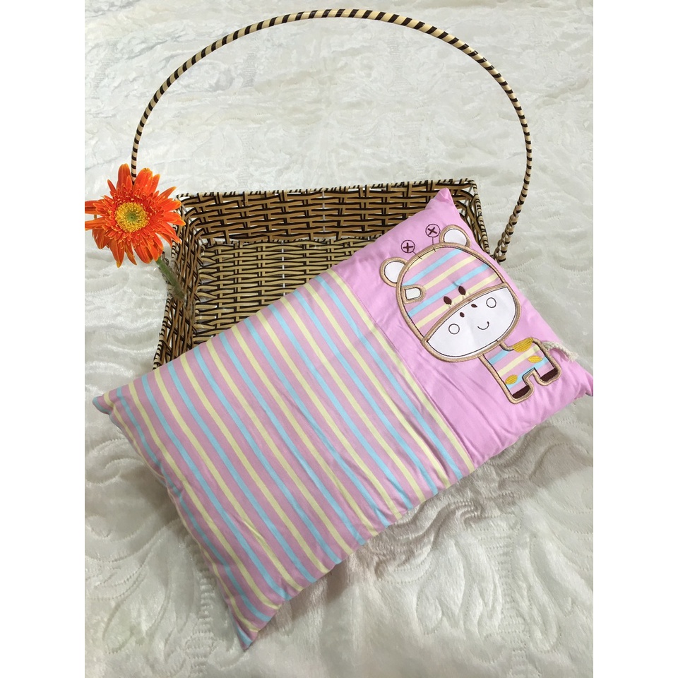 Gối đầu Massage cho bé đi học, đi lớp vải cotton hoạt hình bông trắng An Toàn 100% - Size 25cm x 40cm