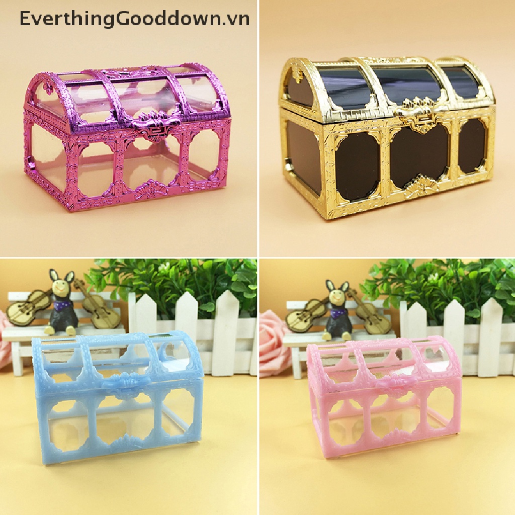 Everthinggooddown Hộp Đựng Trang Sức Cướp Biển Màu Kẹo Trong Suốt Kiểu Vintage