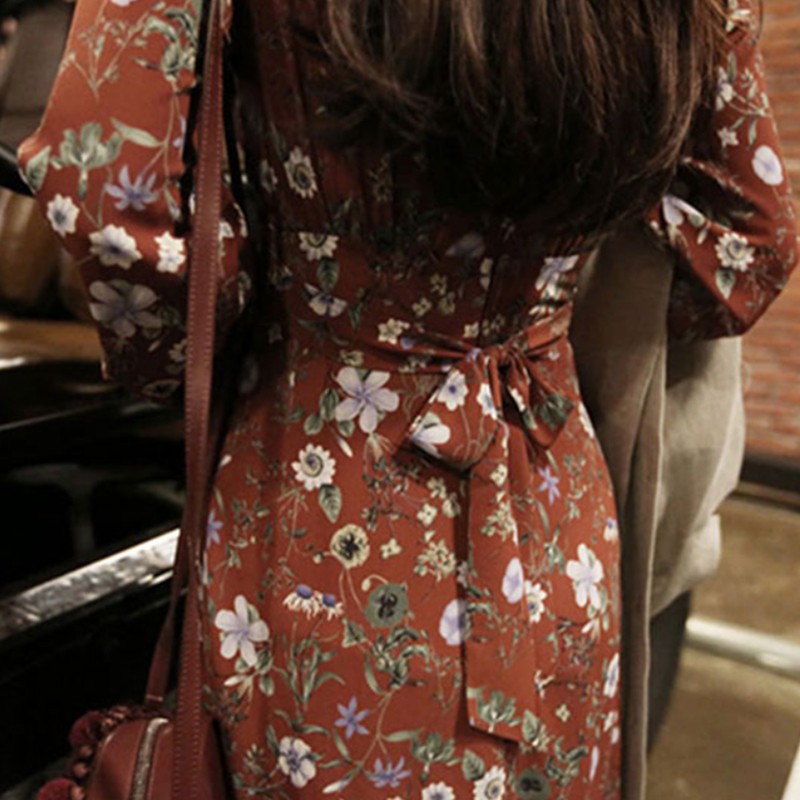 Đầm Maxi Hoa Tay Dài Cổ Chữ V Thời Trang Cho Nữ | BigBuy360 - bigbuy360.vn