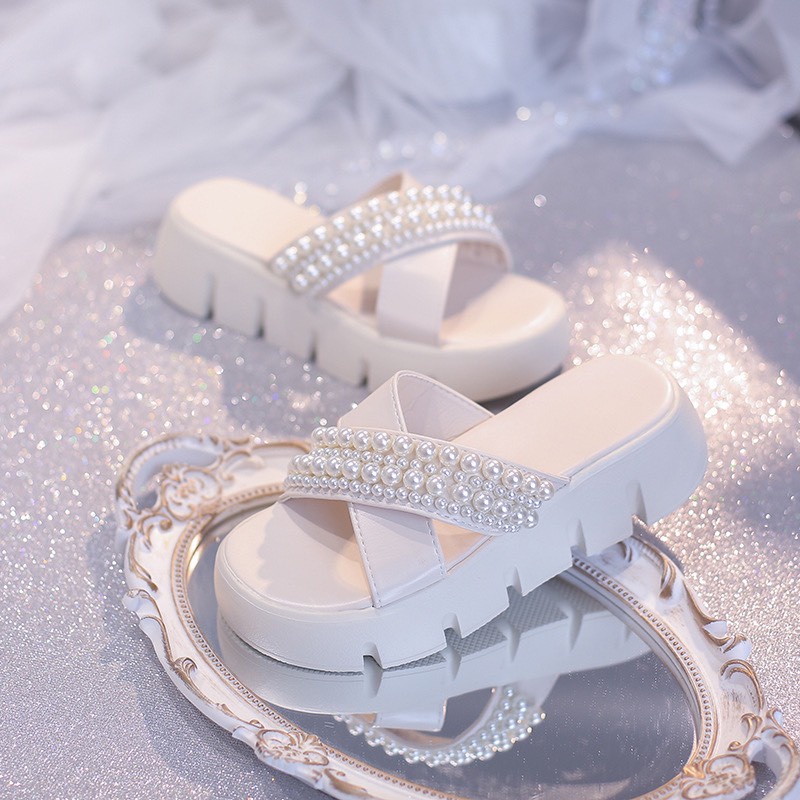 (S145) Dép nữ quai chéo ngọc đế bánh mì 5 phân hàng QC (Mã 7069)