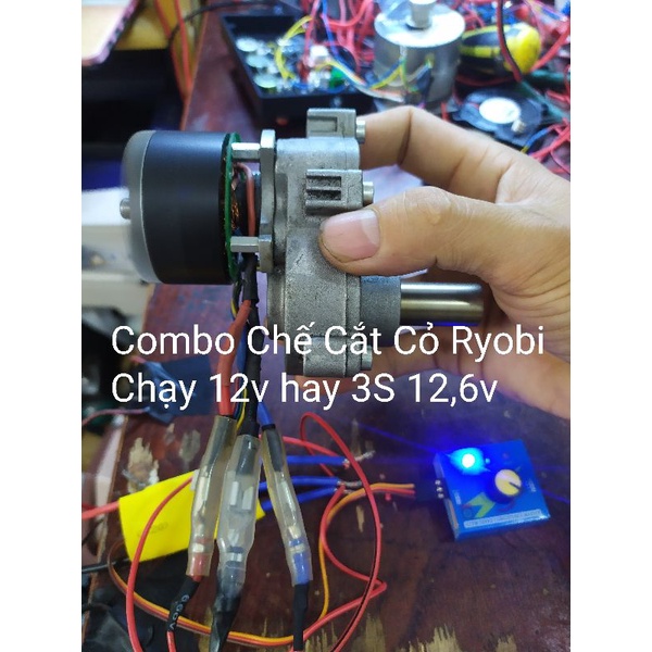 Combo Chế Máy Cắt Cỏ Ryobi chạy 3S 12,6v hoặc Ắcquy 12V