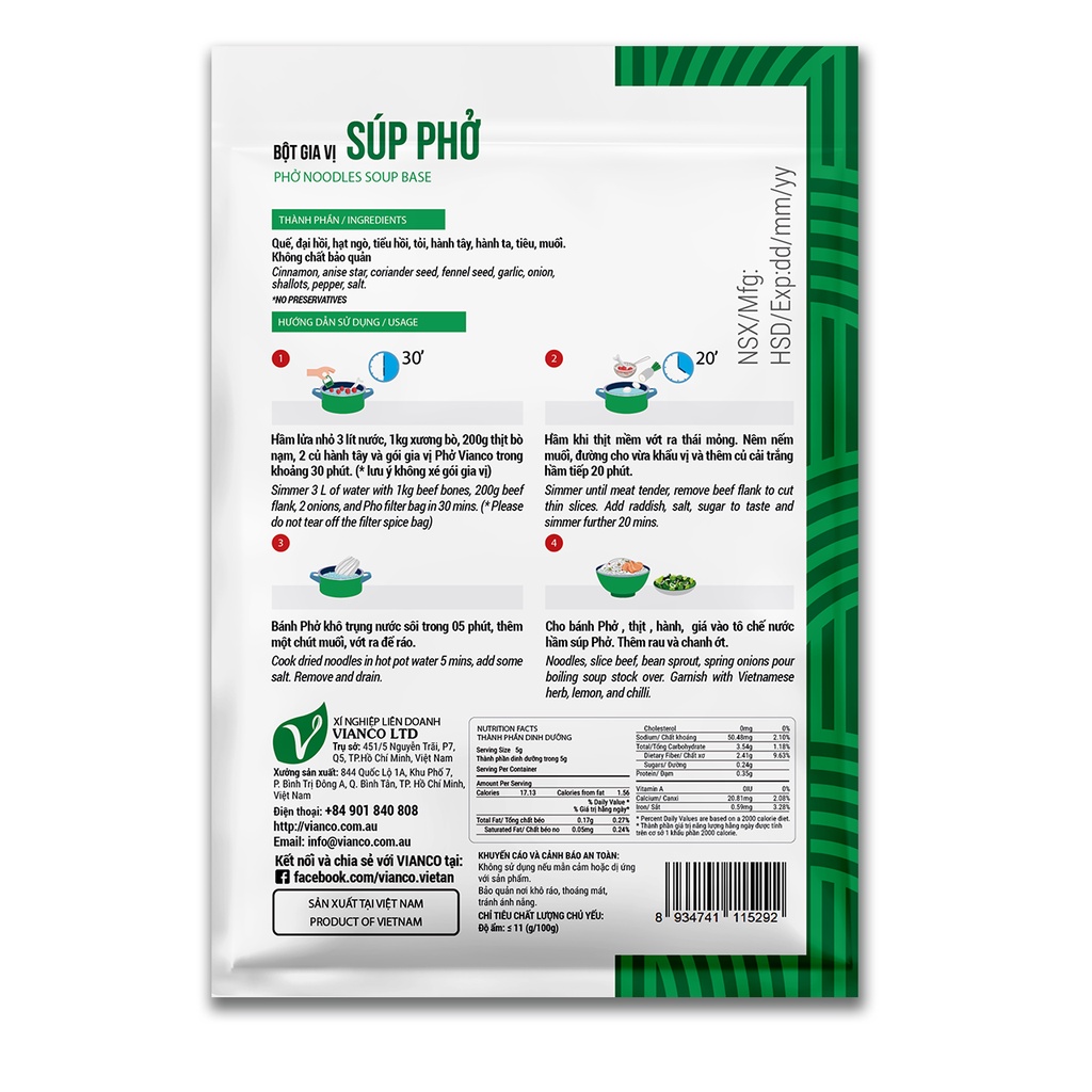 Bột Gia Vị Súp Phở Vianco - Việt Ấn 18gr