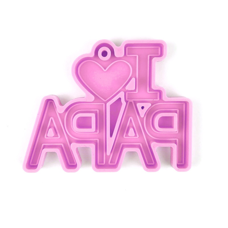 Khuôn Silicone Làm Móc Khóa Nhựa Epoxy Hình Chữ I Love Mom Dad